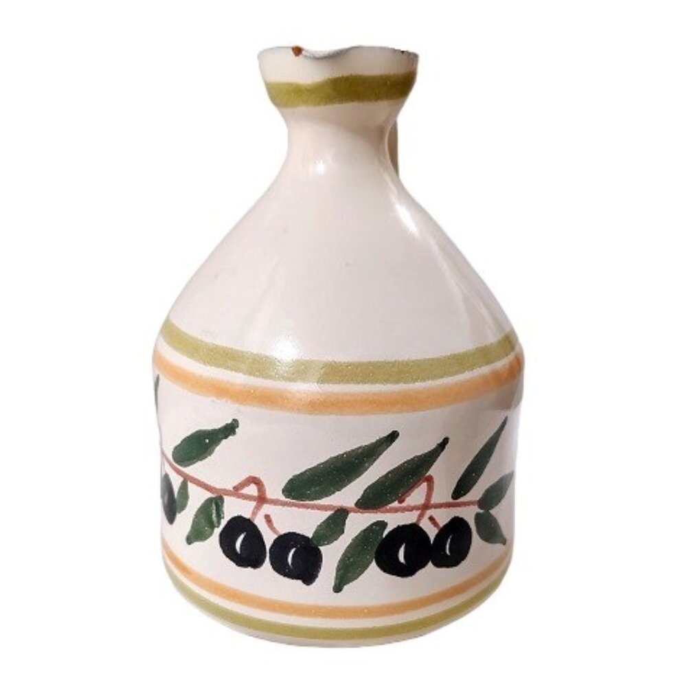 Glazed Painted Terracotta Olive Oil Jug Italy